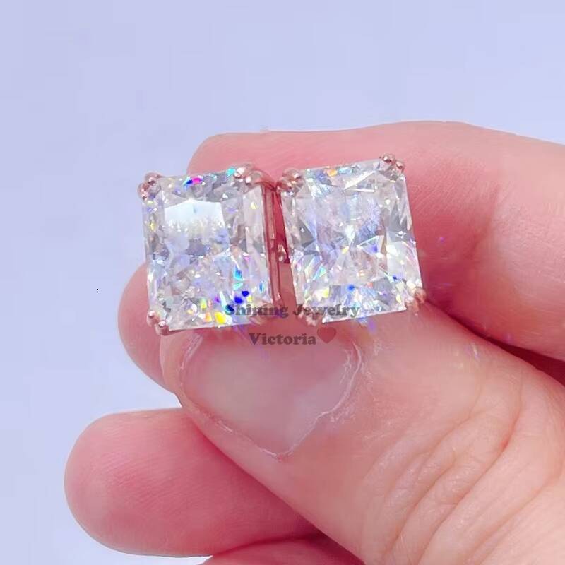 Gold Plated Over Sterling Silver GRA Certificated Moissanite Diamond Men Screw Back Earrings