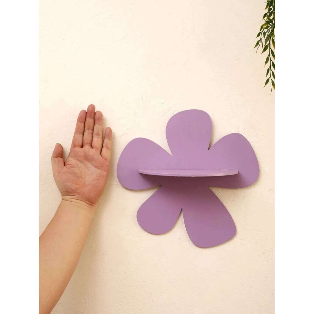 1pc Cute Flower Wooden Candy Colorful Floating Shelves Ledge Floral Art Wall Hanging Shelf Girls' Bedroom Decoration