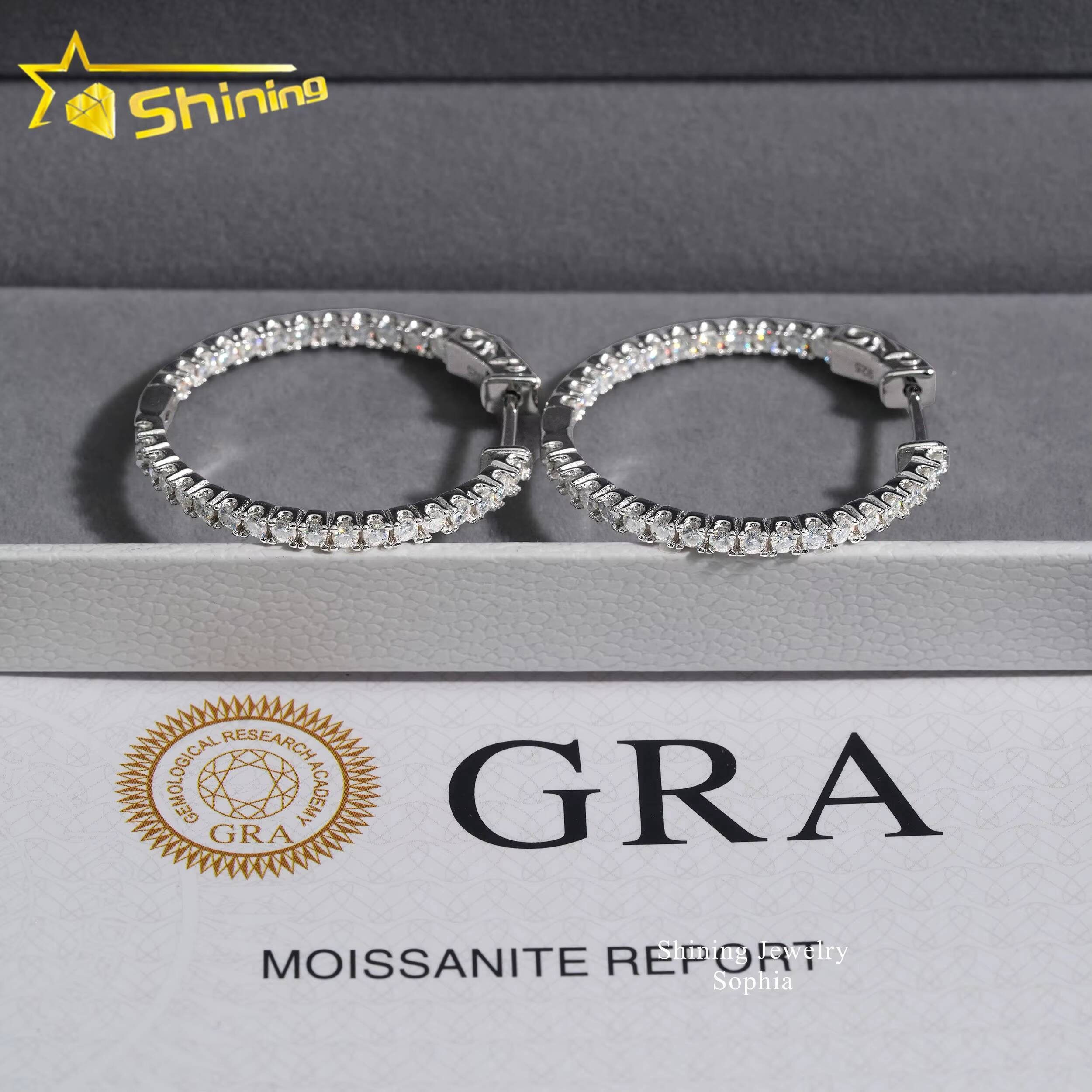Factory Price Big Hoop Iced Out Moissanite S925 Earring for Women Diamond Earrings Vvs Moissanite Earrings