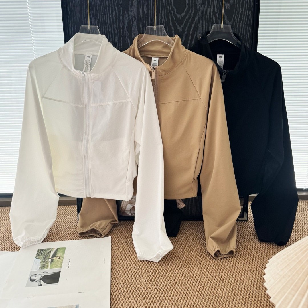 Designer Women Jacket Long Sleeves Zipper Pocket Sports Yoga Women Clothes Casual Gym Active Top Wear Running Coats Workout