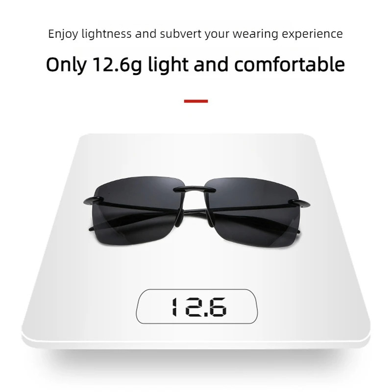 Ultralight TR90 Sunglasses Men Women Frameless Driver Driving Sun Glasses Fashion Outdoor Fishing Hiking Running Sports Shades 260114