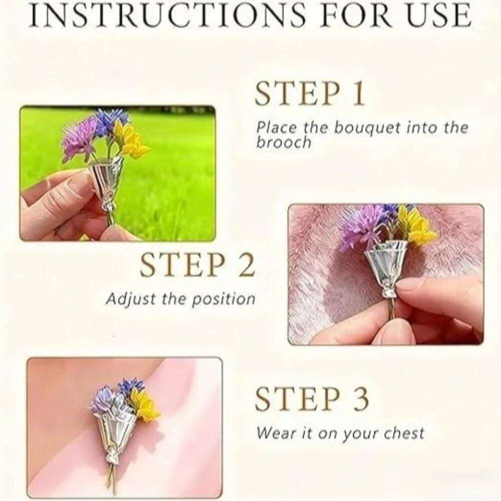 Gifts Vintage Artful DIY Wearable Bouquet Clip Artistic Flower Minimalist Vase Brooch 26W0117