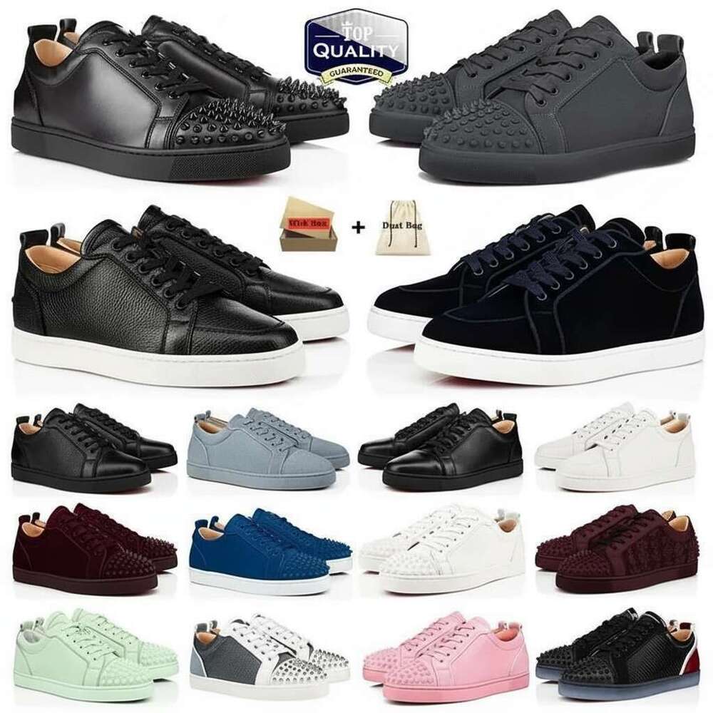 Luxury Designer Low Dress Shoes Mens Casual Glitter Grey Rivets Suede Camo Green Men Women Fashion Spikes Office Career Wedding Sneakers Trainers Leather