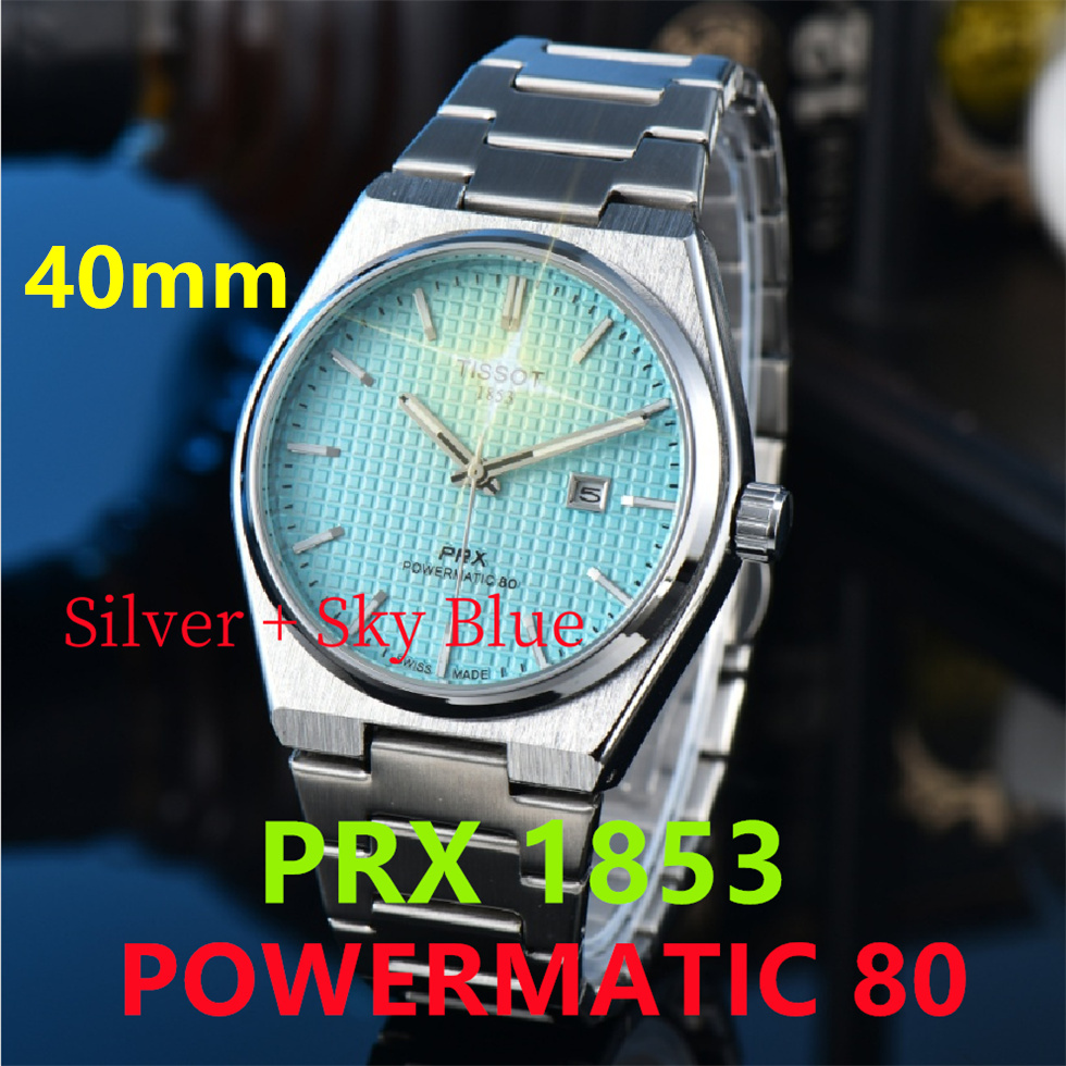 2026 Mens TISSOTITYly watch designer luxury quartz movement 1853 watches high qualit rose gold strap sapphire PRX POWERMATIC 80 Wristwatches 0635