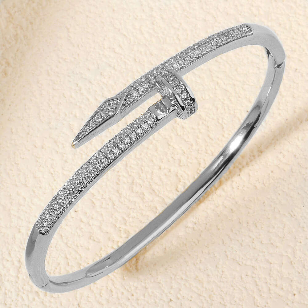 New Copper Inlaid Zircon Daily Jewelry Versatile Open High-End Light Luxury Stud Bracelet