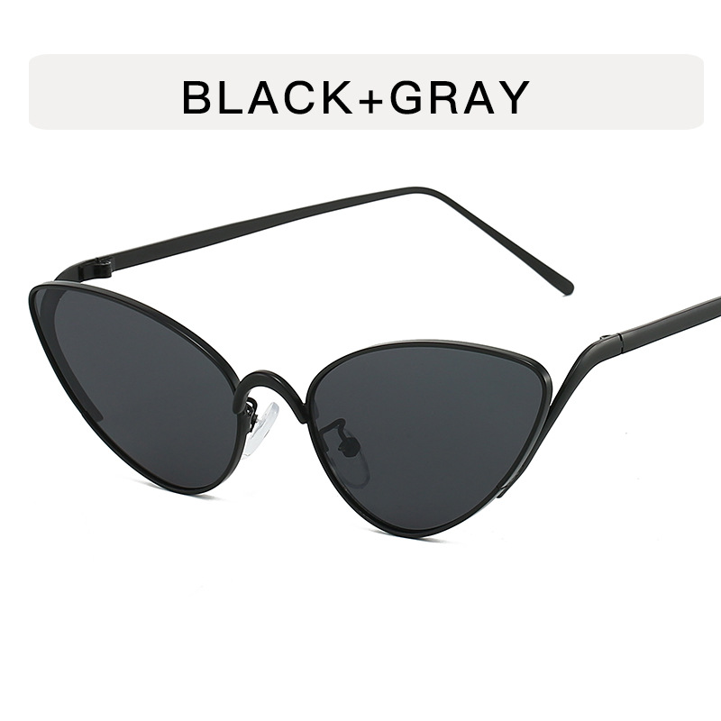 Small frame cat eye metal hot girl sunglasses, ins personality, simple and elegant glasses, European and American trend, vintage sunglasses for women