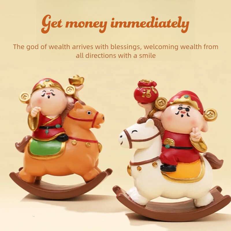 2026 of the Horse Wealth on Horseback God Figurine Cute Chinese Lucky Decor New Year Mascot Good Fortune Gift ornament