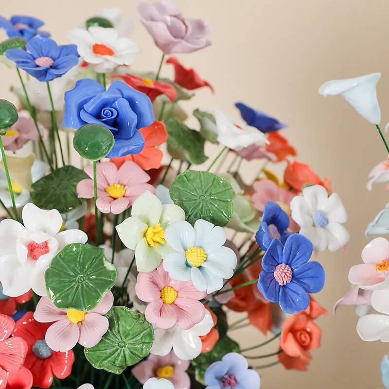 5X luxury Artificial luxury Valentine's Day Ceramic Handmade Fake Flower Creative Art Floral Home Party designer Wedding Garden Decor Valentine&#