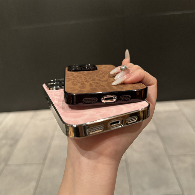 Compatible iPhone 17 Phone Case 13 Electroplated Leopard Print Apple 15 Full Coverage Lens Film 14 Pro