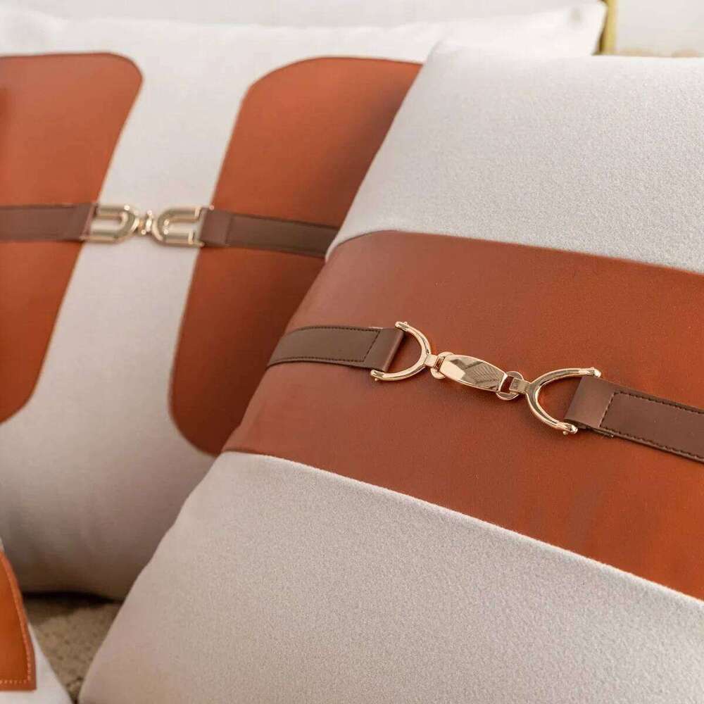Pillow Case 2026 New PU Saddle Cushion Cover Faux Leather Slub Cotton Throw Pillow Covers For Home Bedroom Living Room Couch Bed Sof 26H0117