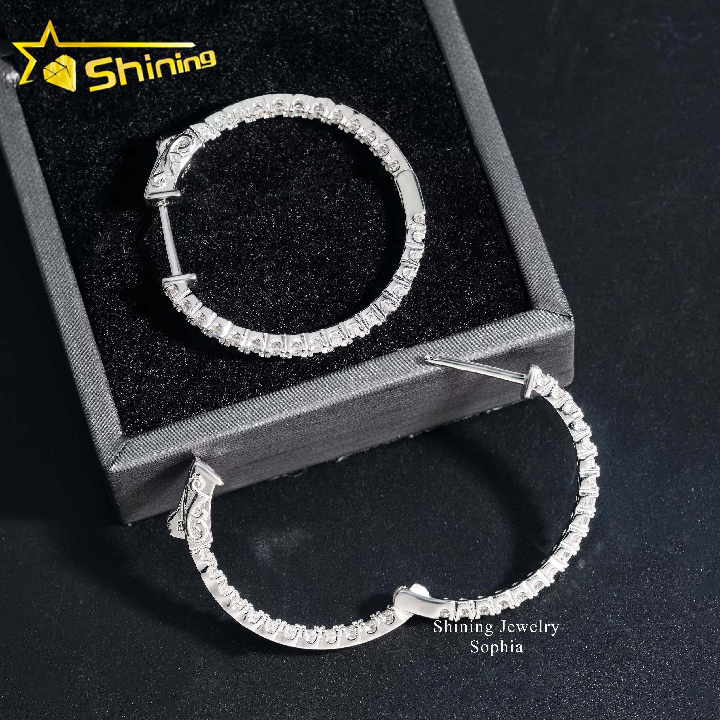 Factory Price Big Hoop Iced Out Moissanite S925 Earring for Women Diamond Earrings Vvs Moissanite Earrings