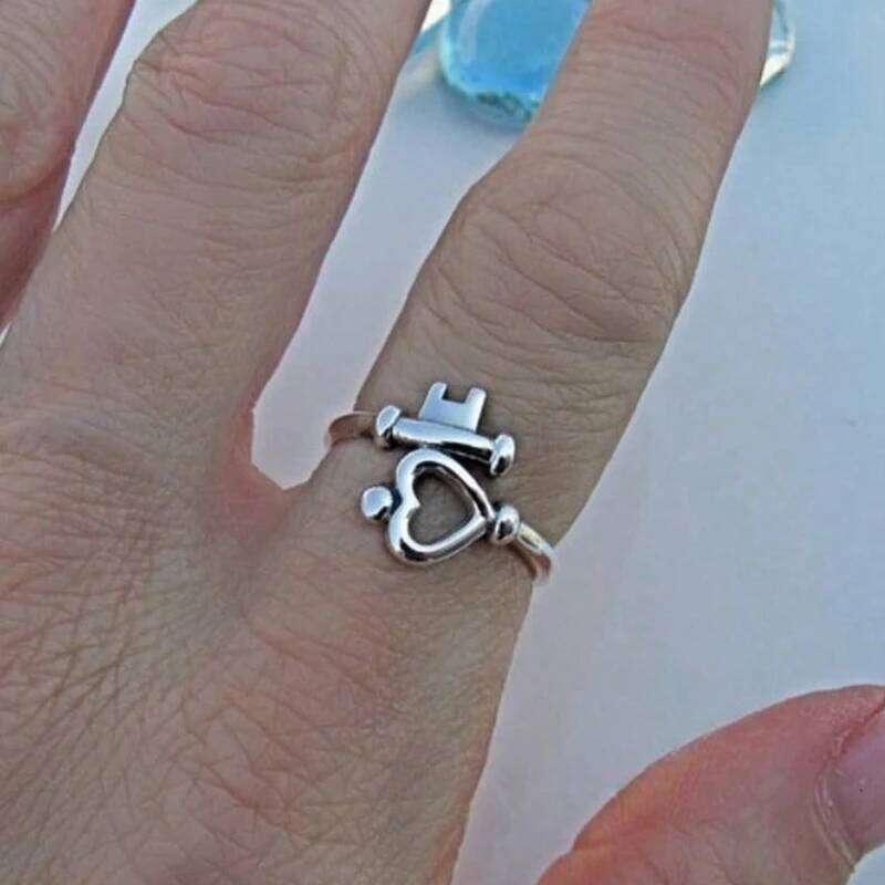Retro Elegant Bohemian Heart-Shaped Promise Ring Women's Romantic Suitable For Valentine's Day Casual Wear Mother's Day,Gift