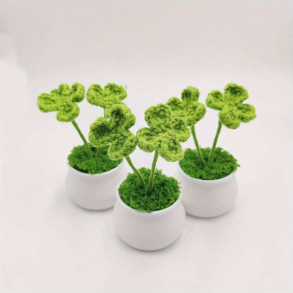 Artificial Plant Four leaf Clover Potted Plants Charming Faux Greenery for Home Decor Living Room Dining Room Kitchen Bedroom Decoration Ornament Gift