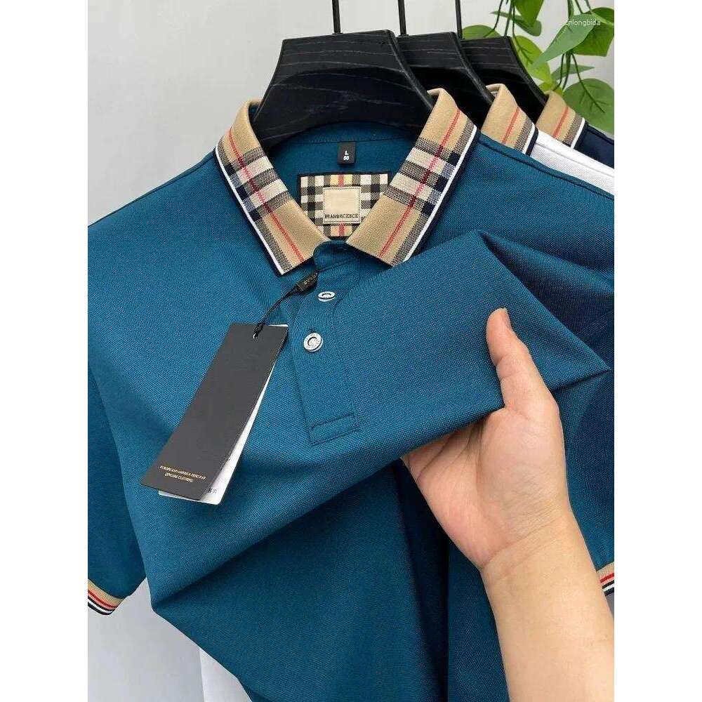 Designer Fashionable Men's Polos Luxury Brand Short Sleeve Polo Shirt Men Simple Solid Color Summer Mercerized Cotton Breathable Casual Lapel T