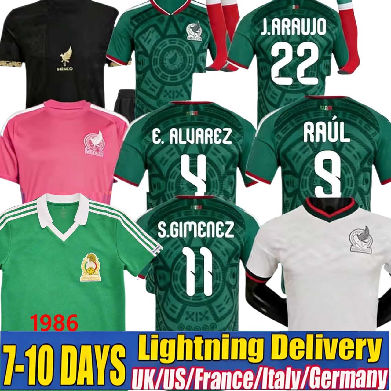 Green Mexico jersey 2026 World Cup Home away Kit soccer jerseys A. VEGA C. HUERTA L. ROMO RAUL football shirts men kids kit set Third goalkeeper training uniform women
