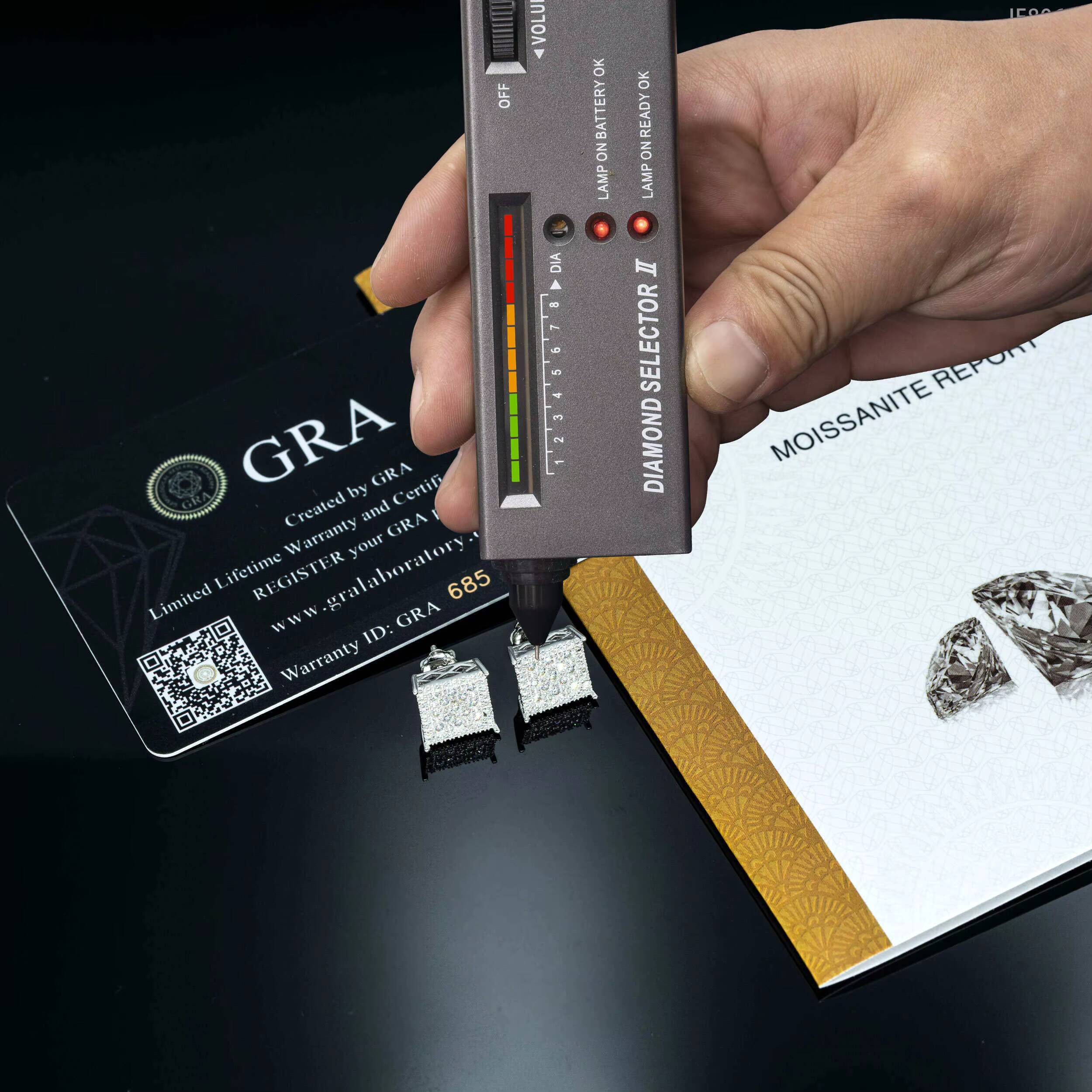 Drop Shipping Square Shape Moissanite Diamond Earrings Fashion Hip Hop Jewelry 925 Sterling Silver Stud Earrings Screw Back