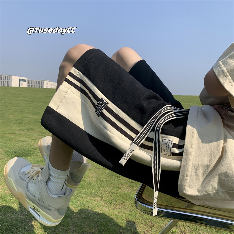 Men's American Style Summer Basketball Shorts, Breathable Trendy Brand Loose-Fit 5-Inch Casual Beach Athletic Pants for Teens