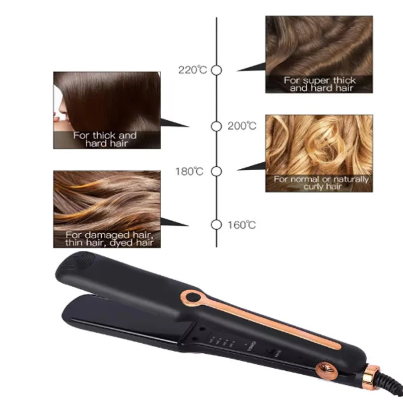 Hair Straightener Professional Ceramic Flat Iron Negative Ion Wide Plate Temperature Adjustable Straightening Iron 260113