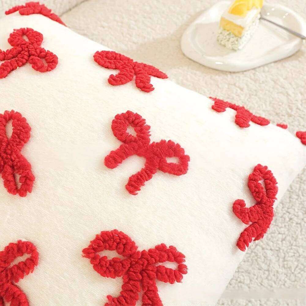 1PC Pink Red Bow Patterned Throw Pillowcase Cute girl's Living Room Sofa Cushion Cover Home Bedroom Saddle Decor