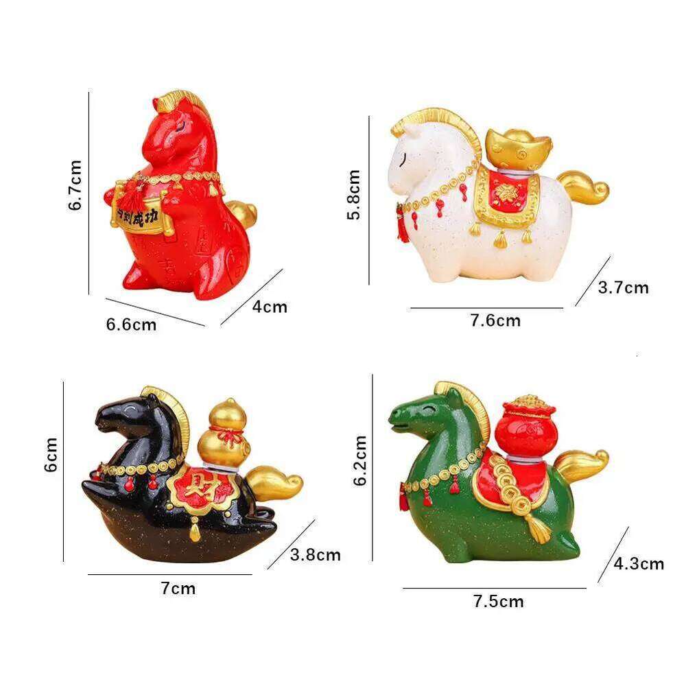 2026 Chinese New Year Resin Figurine Miniature Mascot Exquisite Rotatable Zodiac Horse Ornaments Home Office Decor