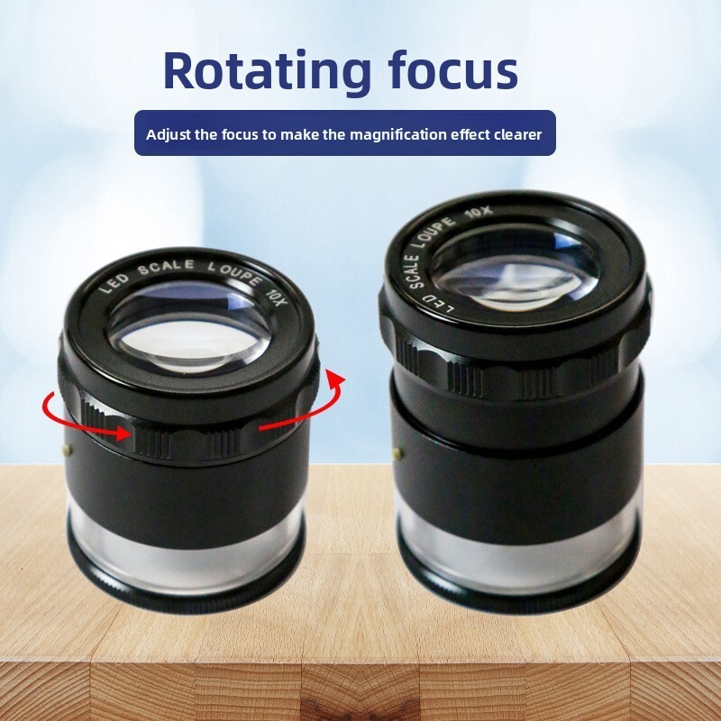 8016/A Optical Lens 8LED Light 10x Cylinder Antique Appraisal Portable with Scale Magnifier