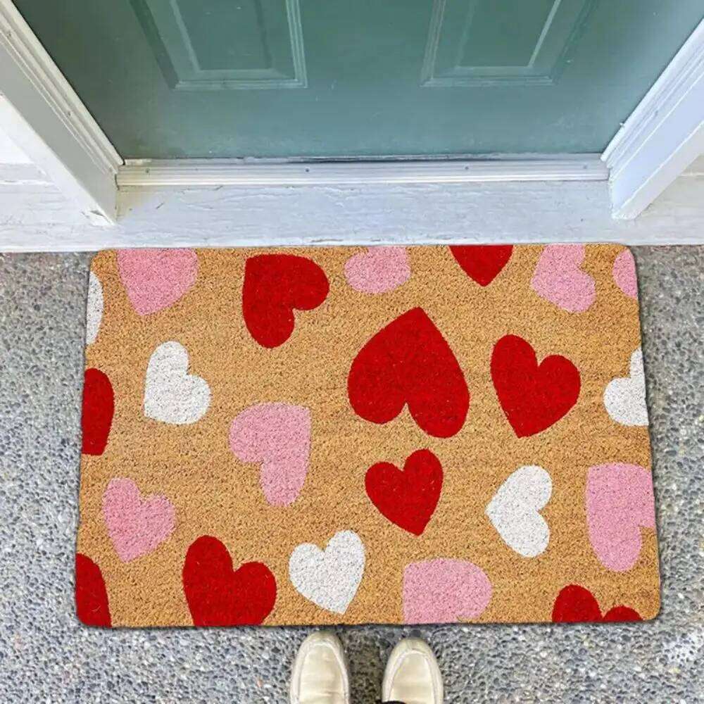 Heart-Shaped Welcome Doormat Indoor/Outdoor Entrance Mat Wedding & Valentine's Day Home Decor