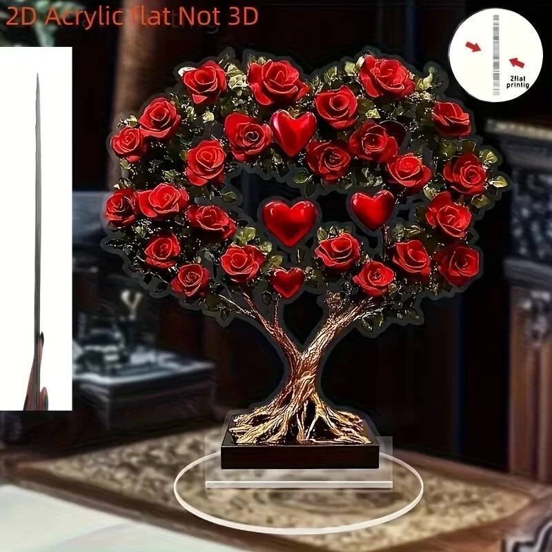 Romantic Rose Heart Tree Desktop Decoration For Home Office Wedding - Festive Valentine's Day Decor