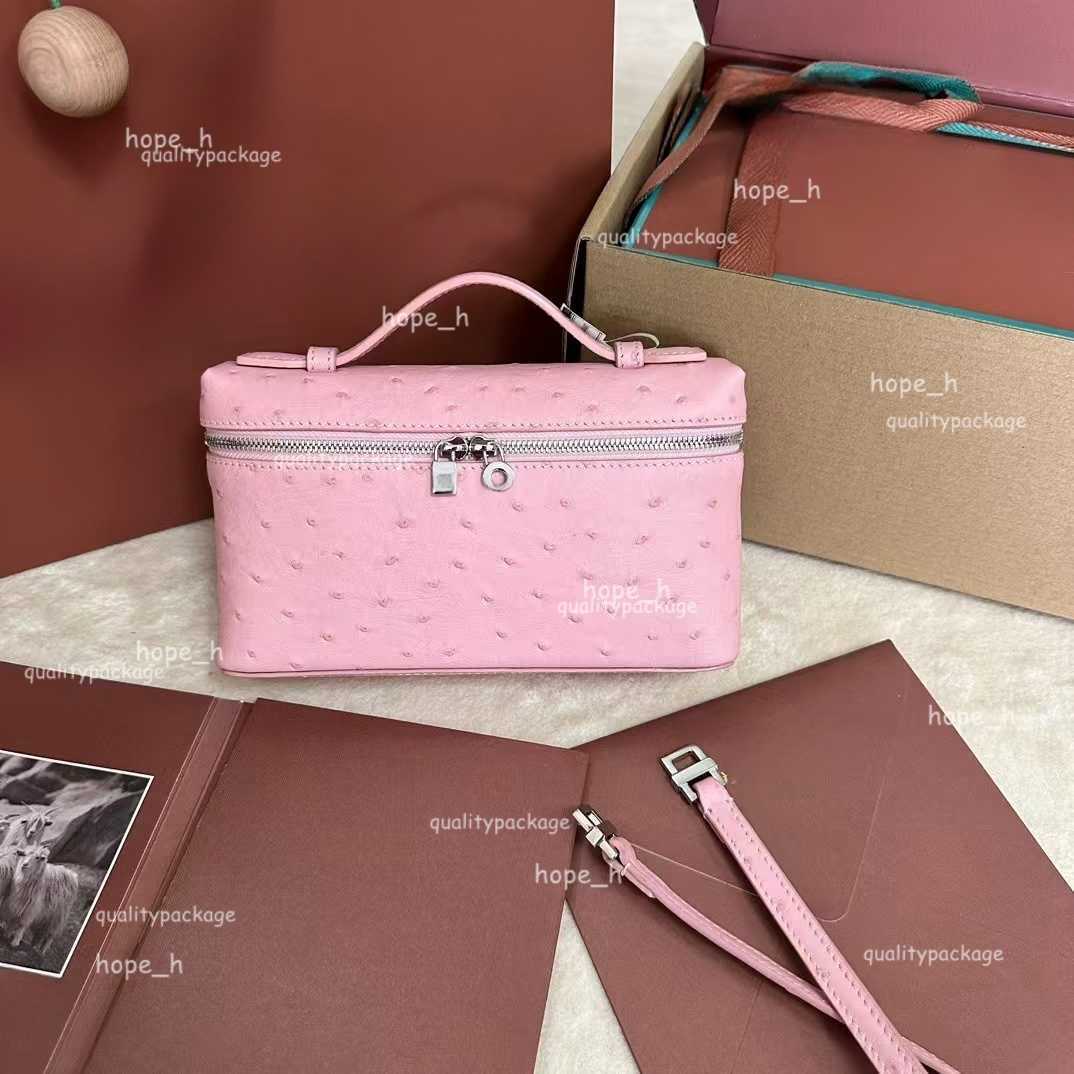 Cosmetic Bags 10A Womens Classic Box Designer Portable Ostrich Pattern Shoulder Leather Quilted Cross Lage Mini Makeup Bag 19cm