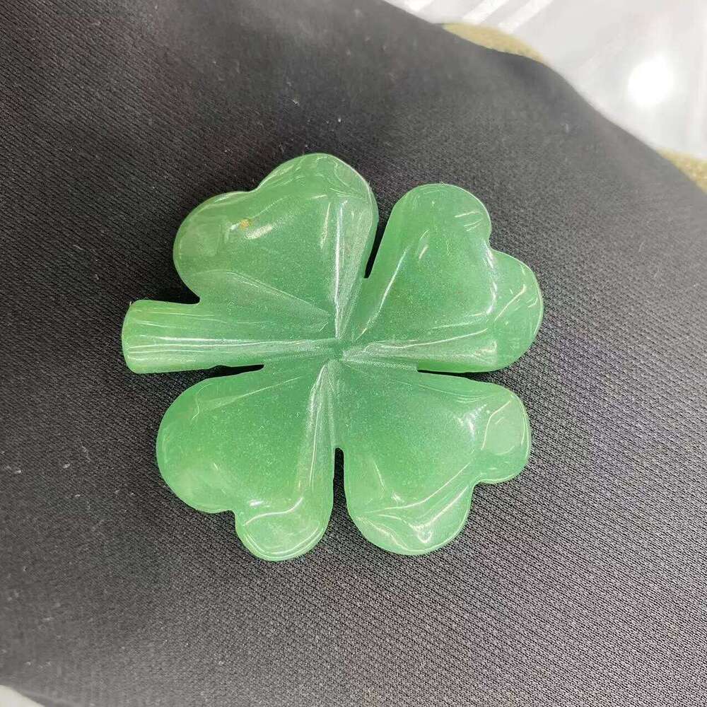 Crafts Natural Green Carvings Four Leaf Grass Healing Stones Lucky Clover for Home Decor Perfect for Living Room Dining Room Kitchen Bedroom Decoratio