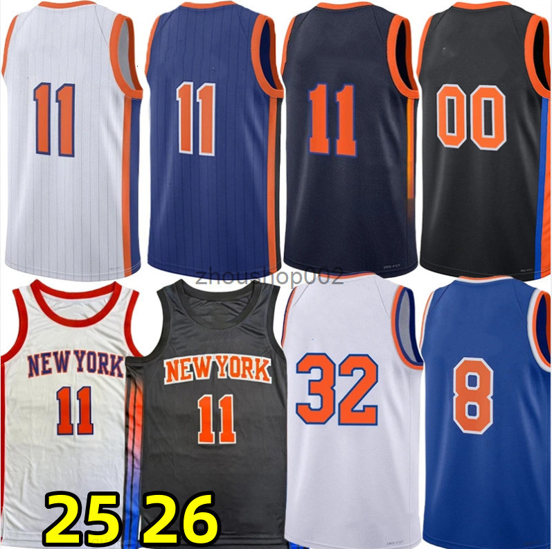 Jalen Brunson Knickss Basketball Jerseys Karl Anthony Towns Mikal Bridges OG Anunoby Josh Hart Miles McBride Guerschon Yabusele Robinson City Custom J