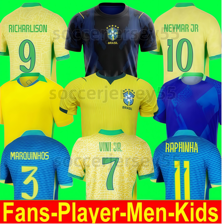 2026 27 Brazil Soccer Jerseys Vini. Jr #7 Rodrygo #10 Bruno.G#8 Gabriel #3 Cunha #21 Martinelli #22 Carlos #24 Jerseys Brazil tracksuit kit kids Football Shirt