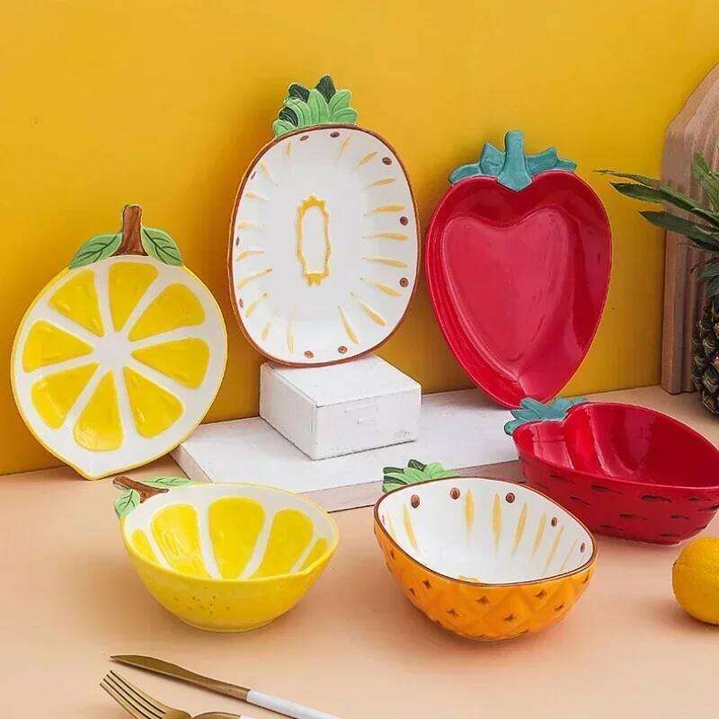 Kitchenware Dining Room Household Tableware Creative Hand-painted Modeling Cute Ceramic Bowl Salad Plate Fruit Decor Outdoor Living Room Daily Use