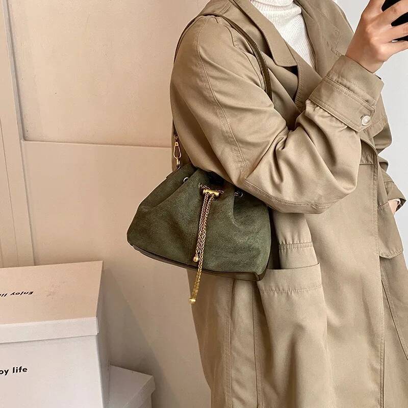 Bestseller Soft Solid Faux Suede Simple Commuting Crossbody Hot Sale Sewing Sweet Bags for Women Thread String Women s Handbags ddmybear