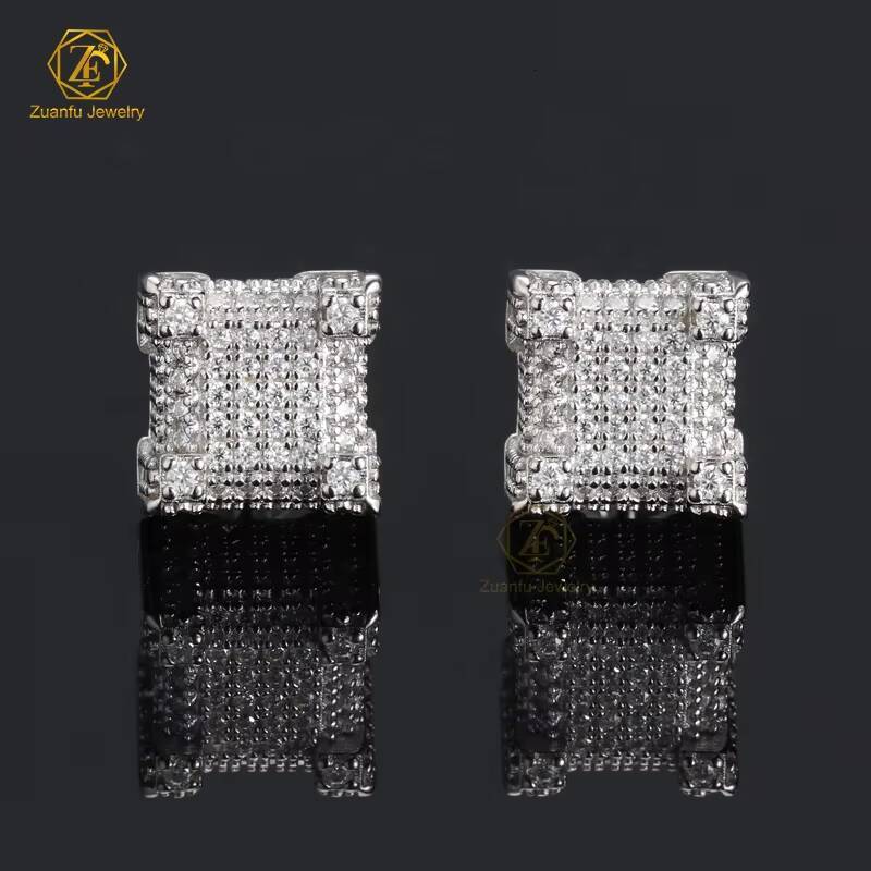 GRA Certified VVS Moissanite Earrings Solid 925 Sterling Silver HipHop Stud Earring Daily Life Moissanite Men Earrings