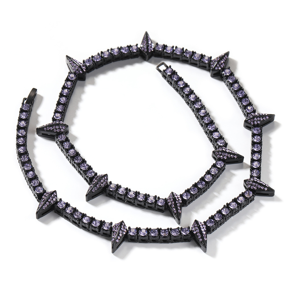 Hip Hop Luminous Tennis Chain Necklace Drip Oil 18K Real Gold Plated Jewelry Men Women Chokers Necklace