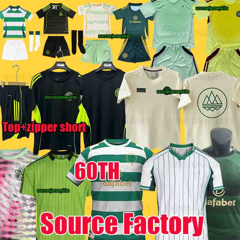 60th anniversary 2025 2026 celticfc soccer jerseys celts home green away yellow football shirts men kids sets kit 25 26 3XL 4XL cotton round neck t shirts