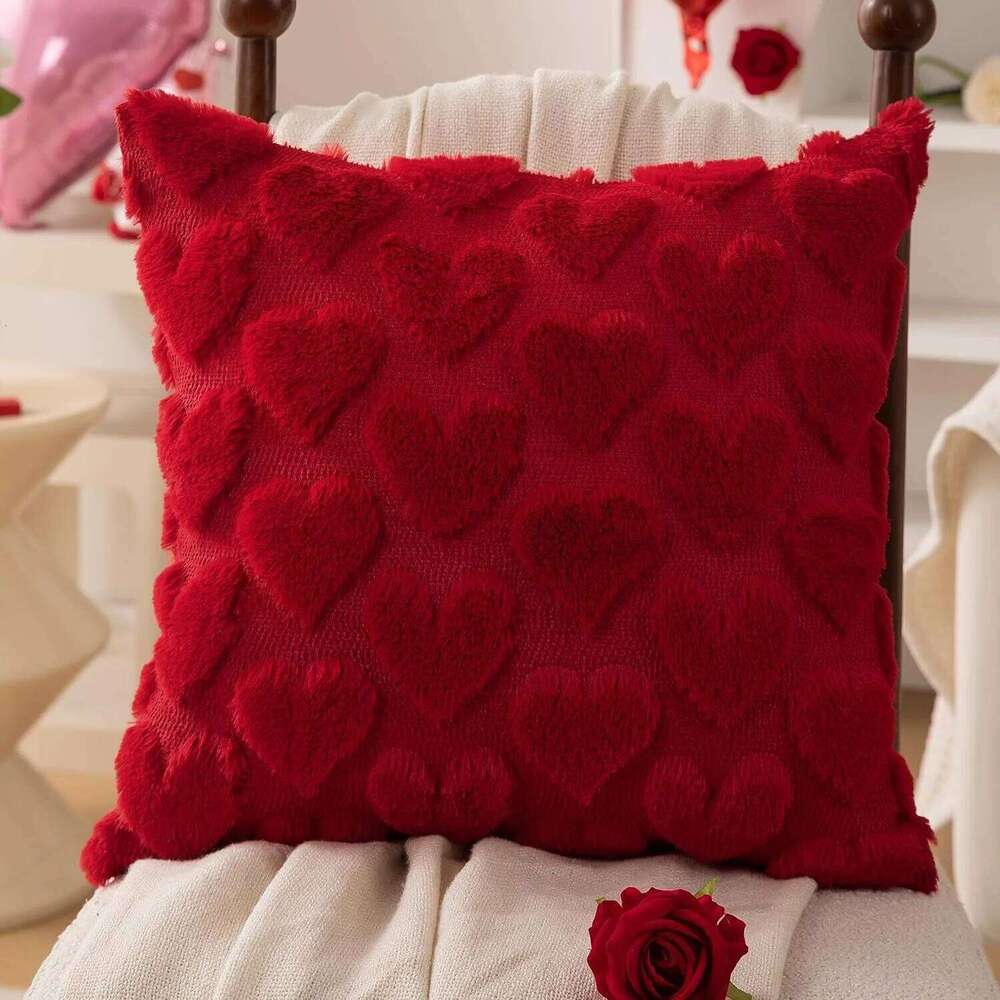 Plush Pillow Heart Shape Red Pink White Pillowcase Valentines Day Home Decor Sofa Car Cushion Cover