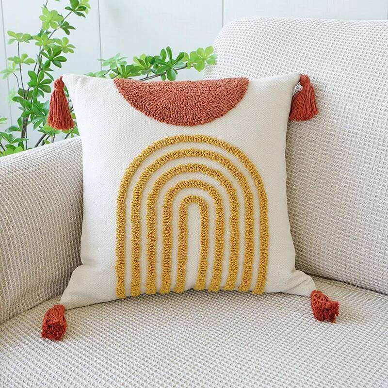 1Pc 45X45 Modern Geometric Diamond Throw Plush 3D Embroidery Bohemian Cushion Cover Decorative Sofa Pillow Case