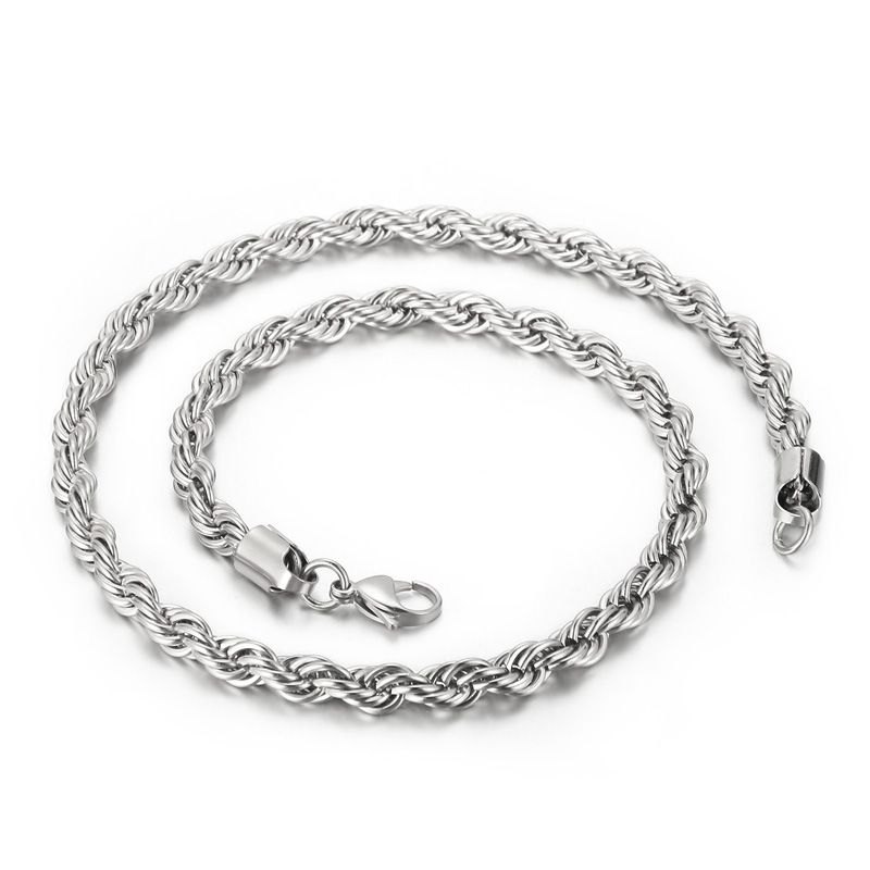 Stainless Steel Rope Chains Necklace Stainless Steel Twisted Chain Jewelry Accessories for Men Women