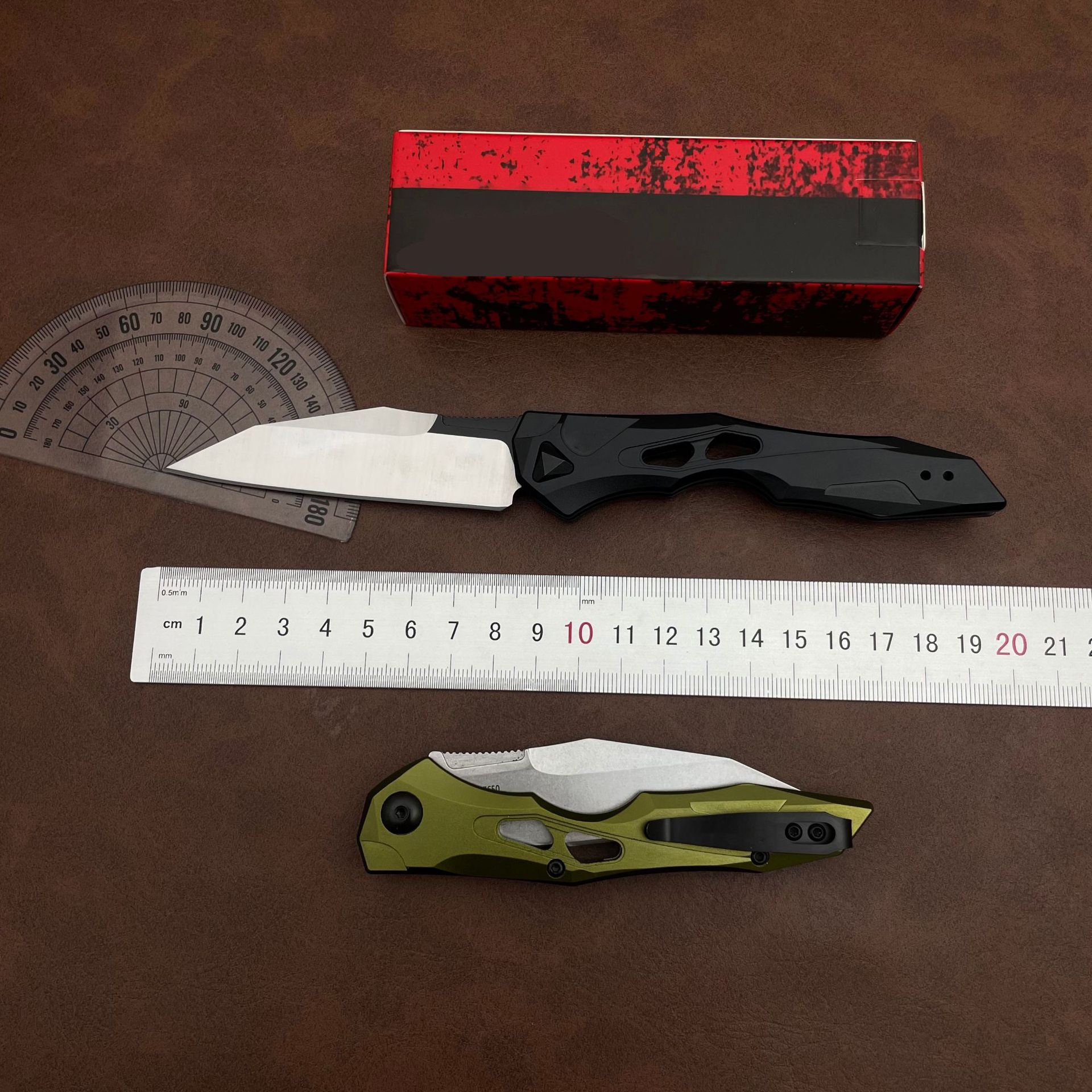 4Models 7650 couteau Launch 13 Folding Knife/Knives 3.5 pocket knife Two-Tone fixed blade knife CPM-154 Blade, Anodized Aluminum Handles