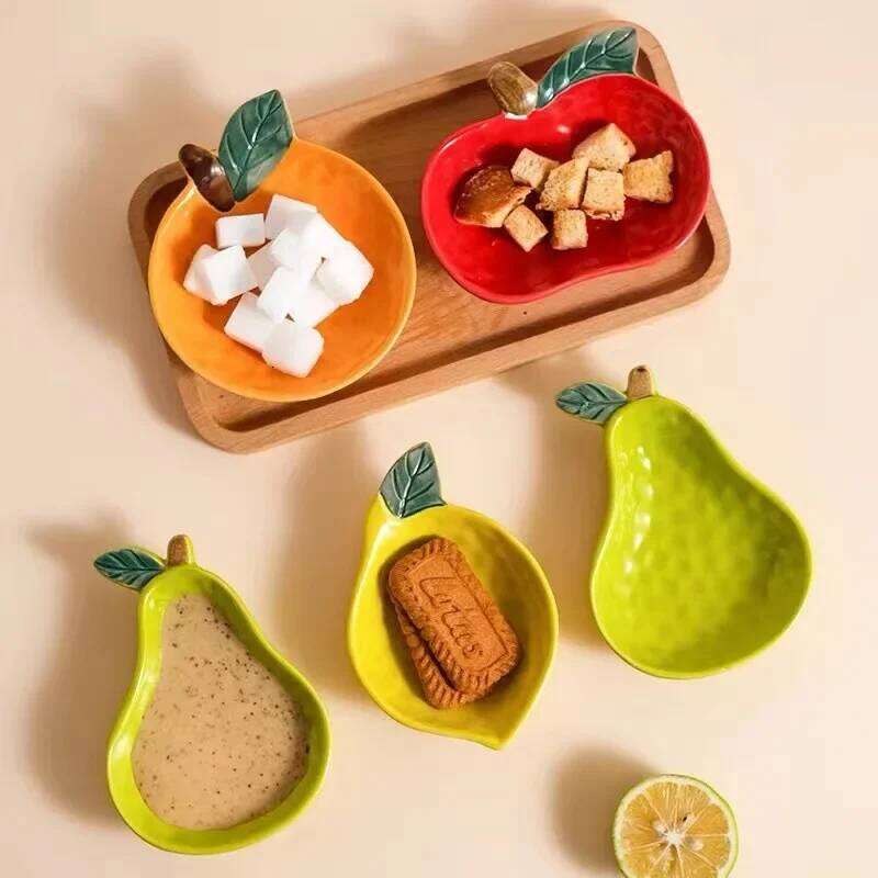 Cute fruit household underglaze small condiment dish ceramic soy sauce vinegar hot pot barbecue dipping snack plate