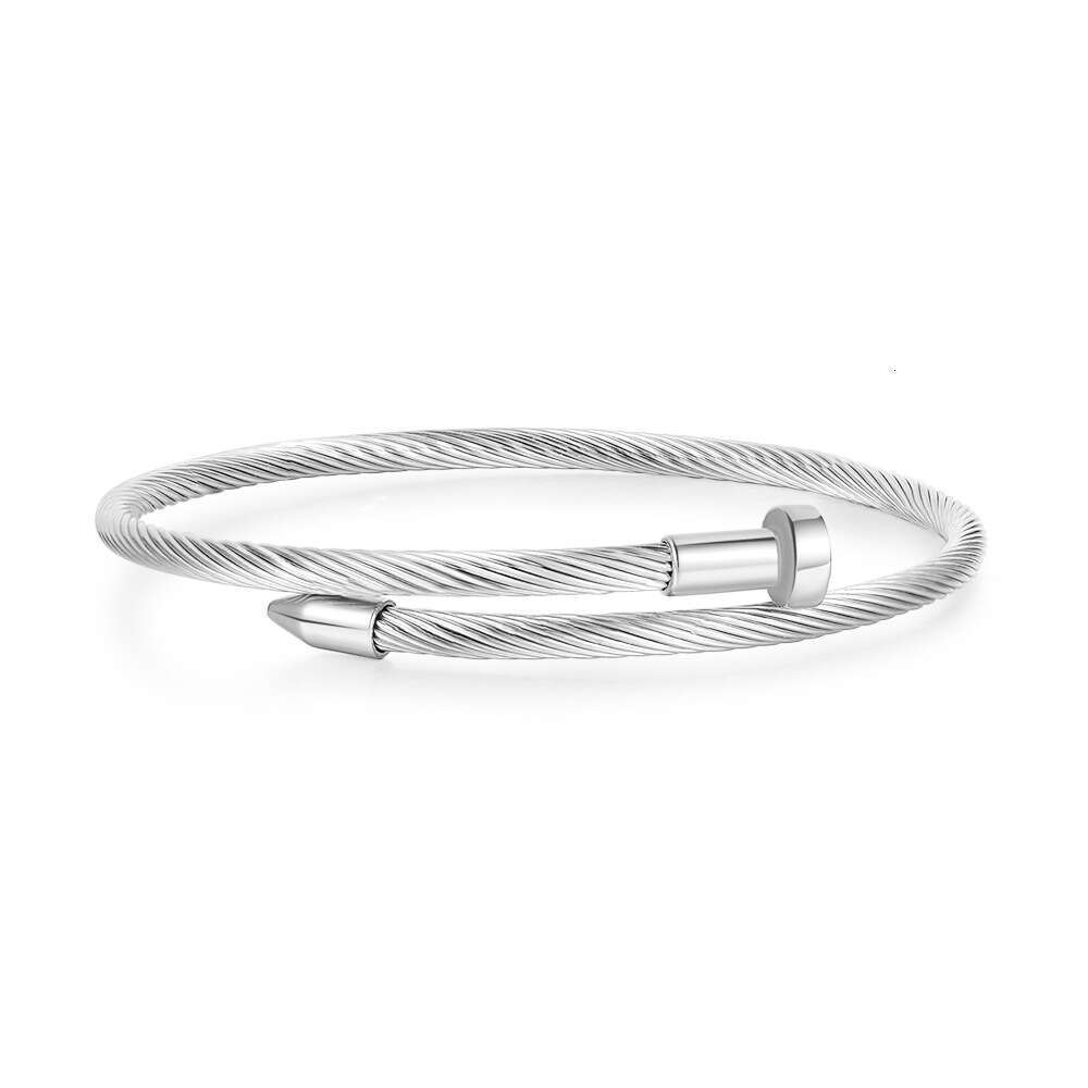 Men Women Gold Bangle Bracelet Unisex Titanium Steel Stainless Wire Rope Adjustable Open Cuff Bangle Personality Jewelry for Party Dating Daily Wear