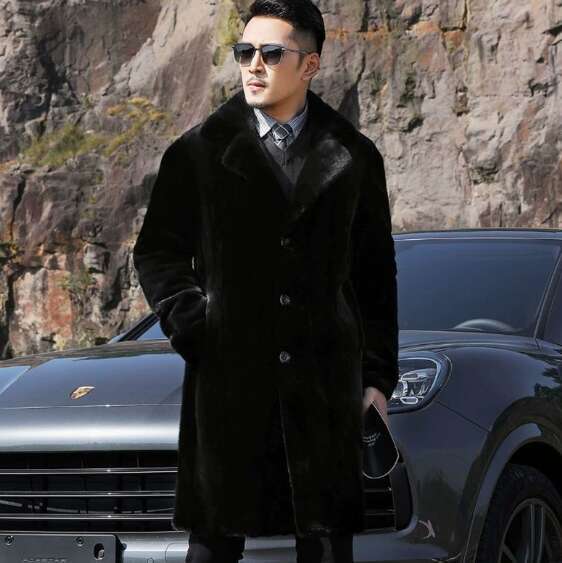 New winter and autumn style thick long men's clothing imitation fur leather coat for men H260117