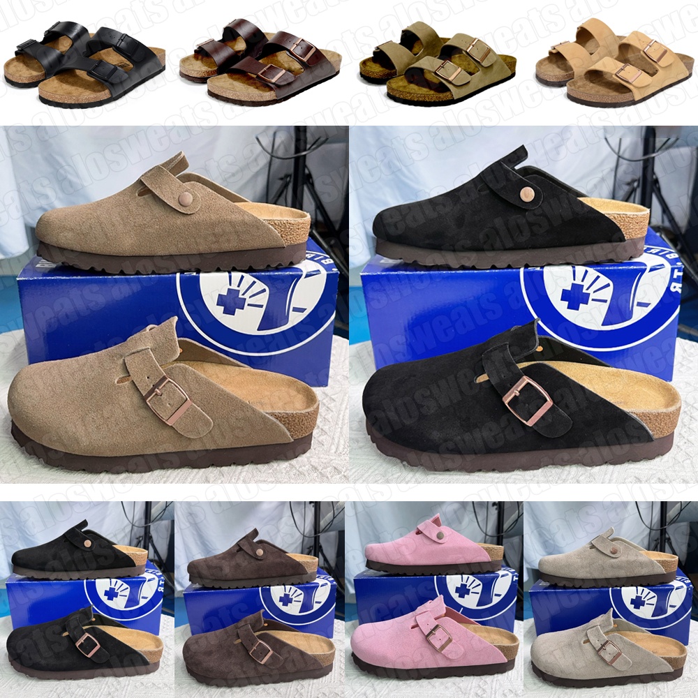 mens designer womens slippers slides Clog Sandals Women Slippers Clogs Cork Flat Fashion Summer Genuine Leather Slide Beach Men shoes 35-46