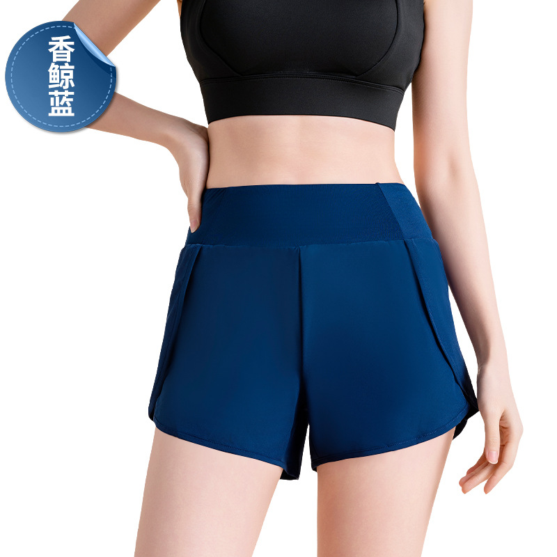 Women's Layered Style Quick-Dry Shorts with Side Pockets, Anti-Chafing & Anti-Exposure for Running, Cycling, Fitness & Yoga
