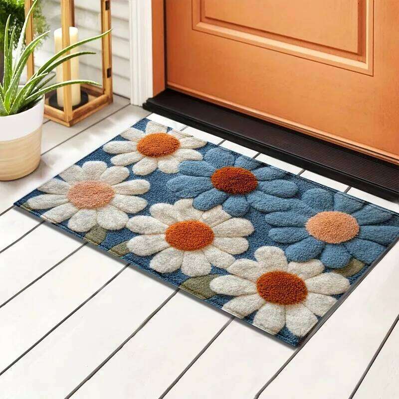 Daisy Bath Mat Non Slip Machine Washable Rug for Bathroom Bedroom Kitchen Entrance Indoor Outdoor Spring Summer Decor Gift