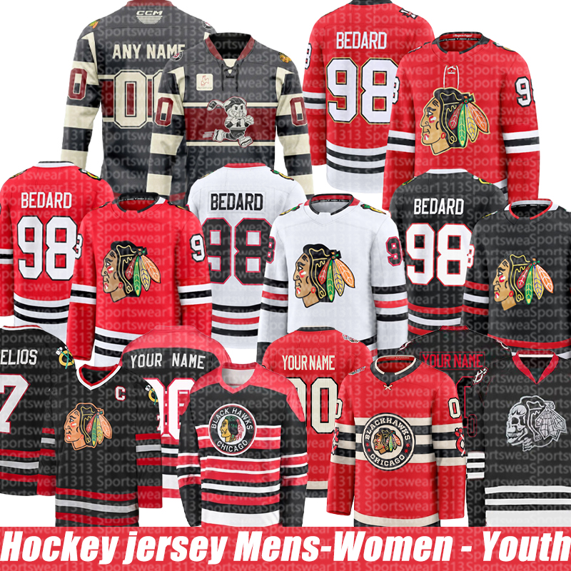 98 Conor Bedard Chicago city blackhawksjersey blackhawkss jersey Ryan Donato Jersey Teuvo Teravainen Artyom Levshunov Jonathan Toews hockey Jerseys