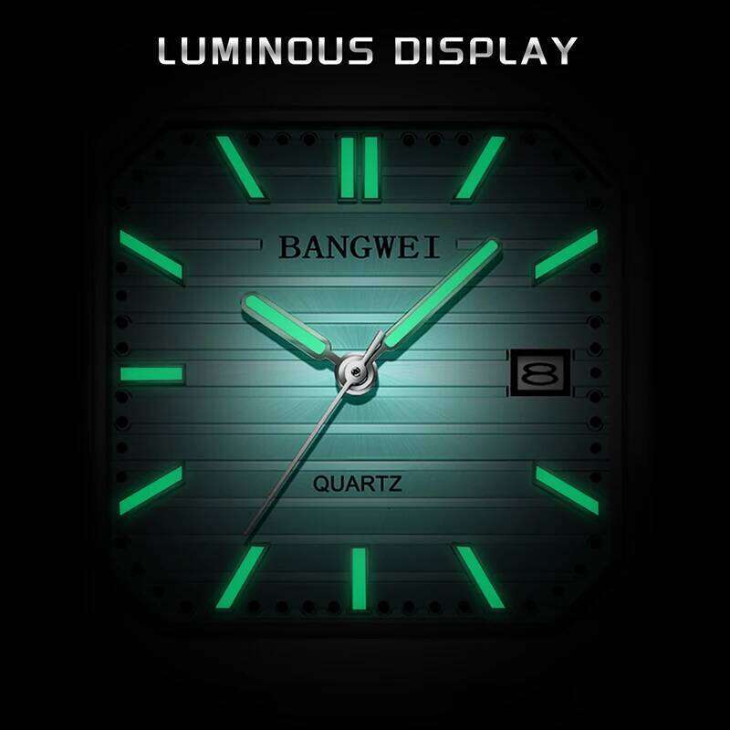 BANGWEI LIGE Top Brand Luxury Watch Square Stainless Steel Quartz Watches For Men Fashion Waterproof Luminous Wristwatch Man 26W0117