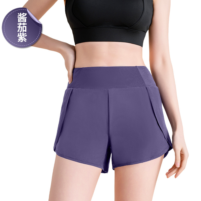 Women's Layered Style Quick-Dry Shorts with Side Pockets, Anti-Chafing & Anti-Exposure for Running, Cycling, Fitness & Yoga