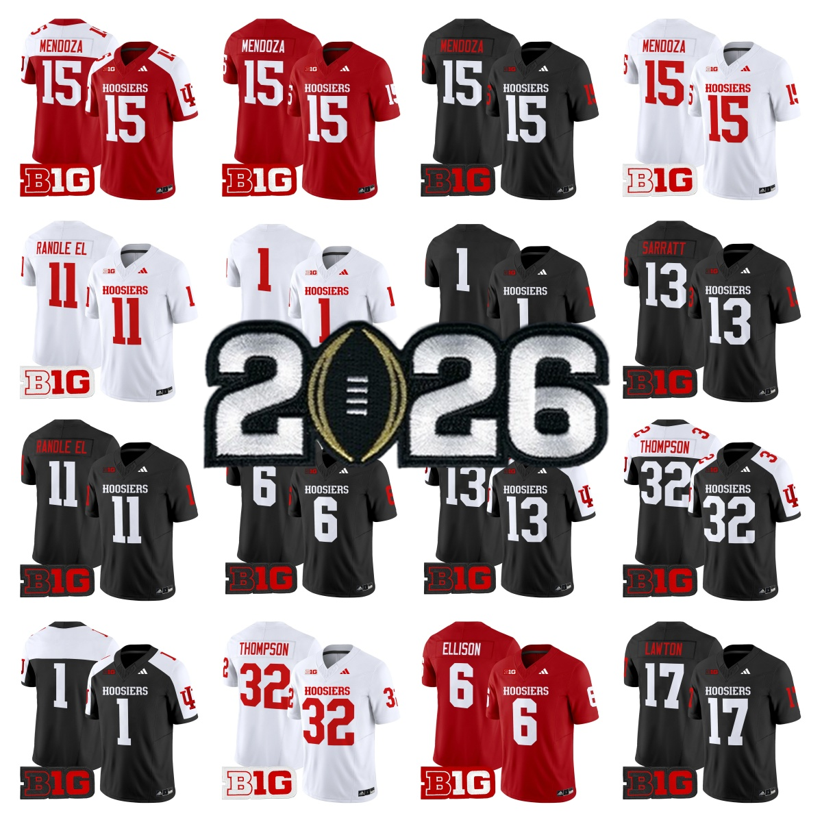 Indiana Hoosiers Men NEW Football Jersey 9 Kurtis Rourke Elijah Sarratt Aiden Fisher Jackson Mendoza Lawton Omar Cooper Jr Hemby 2026 CFP Patch Jerseys